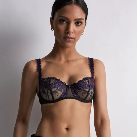 AUBADE À Fleur de Toi Half Cup Bra in Dark Orchid Purple Size 32DD Brand New NWT - Picture 3 of 12